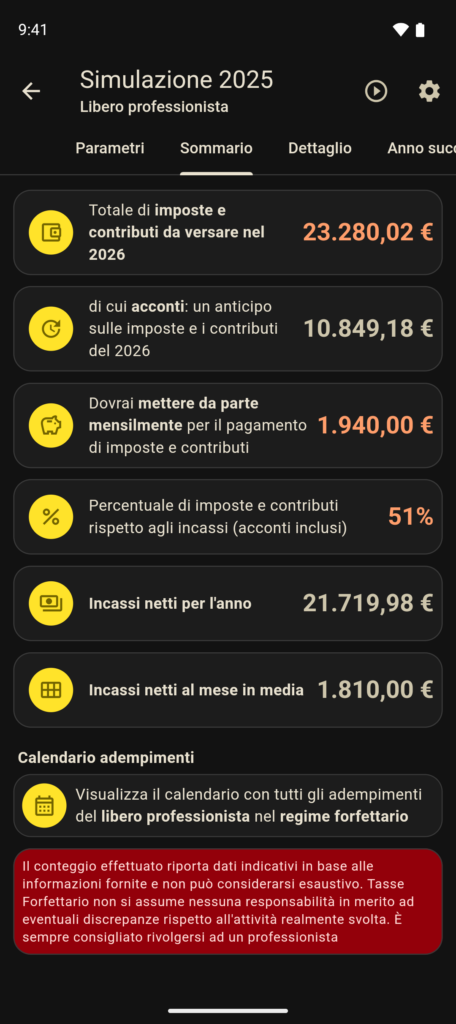 Tasse Forfettario: Tasse Forfettario does the maths and shows you the dates.